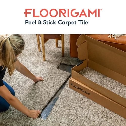 Floorigami: Peel & Stick carpet tile installation by Meuth Flooring in Henderson, IN